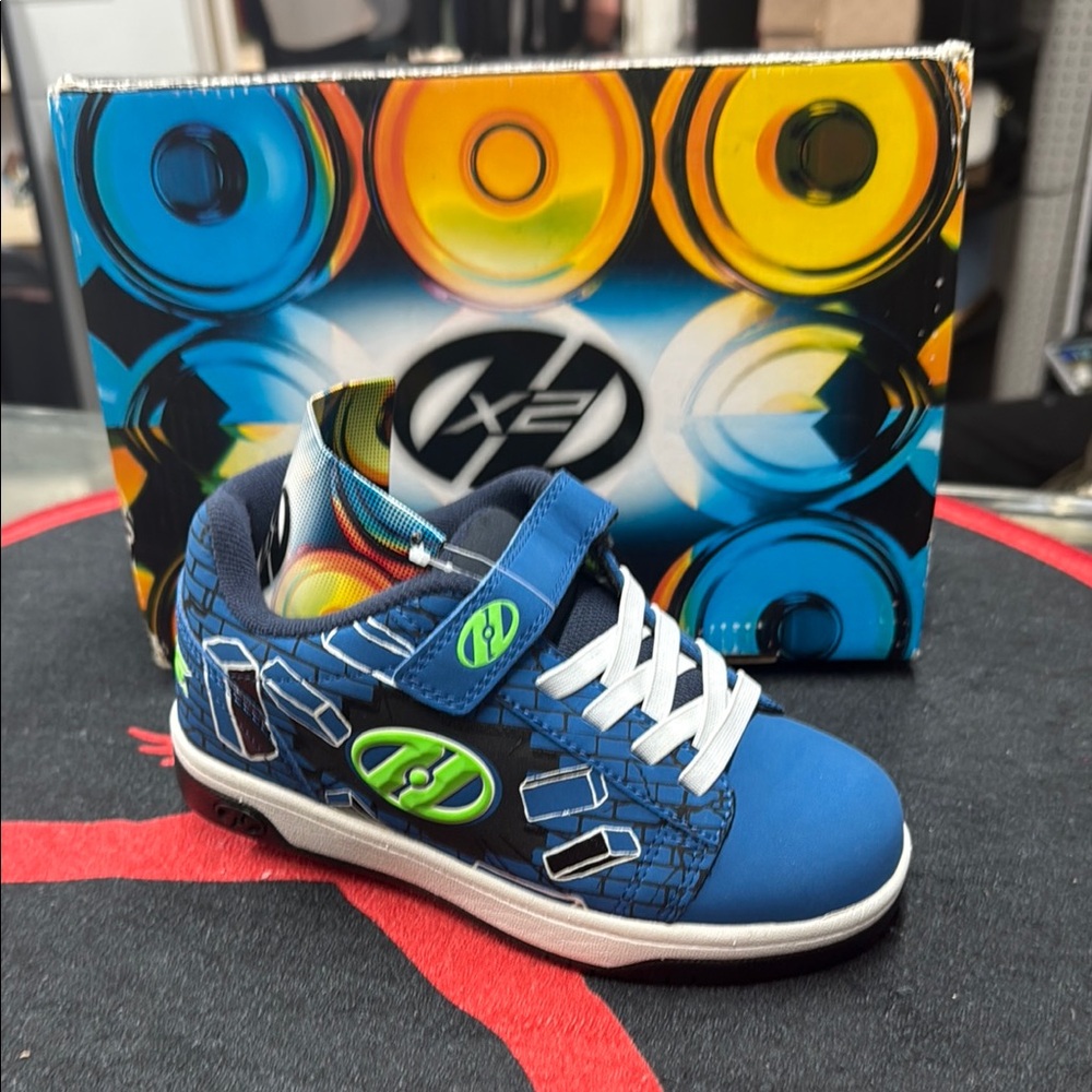 Heelys Blue and Green Sneakers with Built-in Wheels